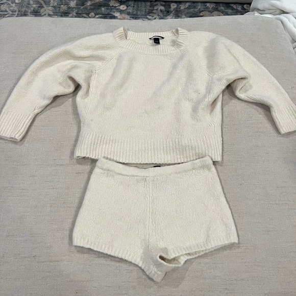 Victoria's Secret Sweaters Victorias Secret White Fuzzy Lounge Set Poshmark